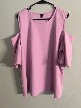 Ann Taylor Cold-Shoulder Blouse in Light Pink